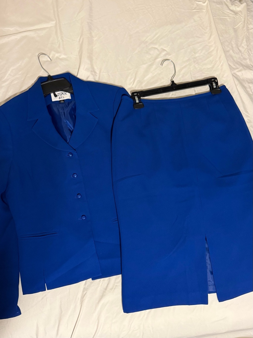 Vintage Kasper ASL two-piece skirt suit royal blue Size 8